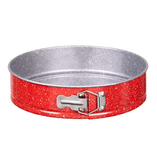 Forma pentru tort cu fund detasabil Rosberg Premium RP51223RB24, 24 cm, Acoperire antiaderenta marmura, Rosu