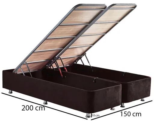 Baza pat dublu și tăblie, Hanah Home, Ela Double, 150x38x200 cm, Negru