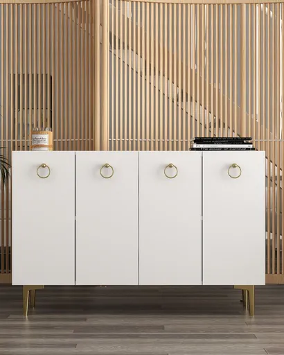 Consola, Hanah Home, Efes, 120x80x29.6 cm, PAL , Alb/Auriu