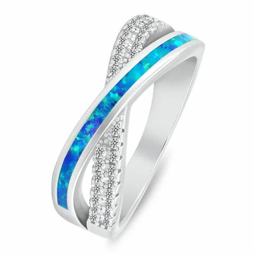 Brilio Silver Inel frumos din argint cu zirconiu cubic și opal sintetic RI154WB 54 mm