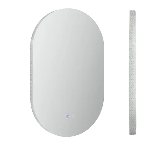 kleankin Oglindă de Perete cu Lumină LED în 3 Culori și Funcție Anti-Aburire, 81x51x4.5 cm, Transparent | Aosom Romania