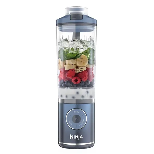 Blender portabil Ninja Blast Max BC251EUGY, 14.4W, 11.1V, 570 ml, 19000 rpm, Zdrobire gheata, Pana la 25 de cicluri, Fara BPA, Gri