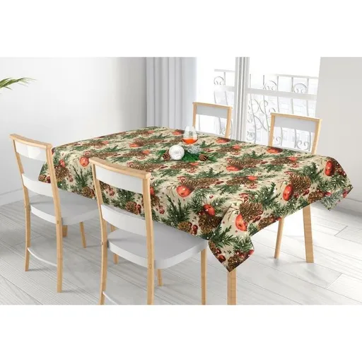 Bellatex Față de masă Conuri și mere de Crăciun,100 x 100 cm, 100 x 100 cm