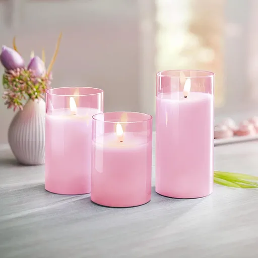 Lumânări LED în pahar, set de 3 buc.