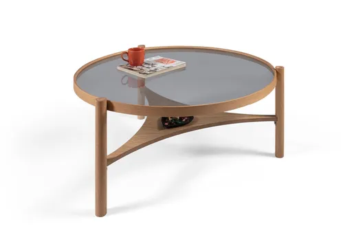 Masuta de cafea, Hanah Home, Clover, 100x46x100 cm, 100% SOLID OAK WOOD, Stejar