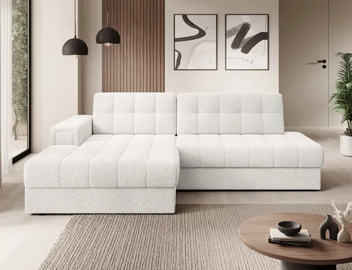 Coltar extensibil stanga 3 locuri ELTAP, LT-01ROY, Blezalt, 240x150x82 cm, lemn/poliester, alb