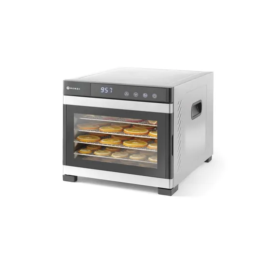 Deshidrator Inox Pentru Alimente Profi Line, 550W, 6 tavi inox, Temperatura 35-75 C, Timer, Panou Contol Digital, Interior si Exterior Inox