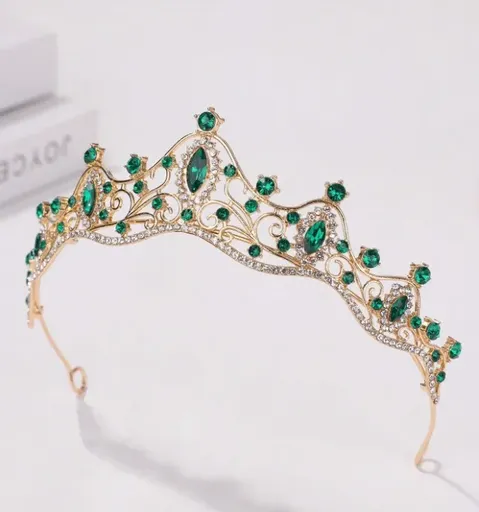 Diadema Mireasa Verde cu Auriu - 28022675