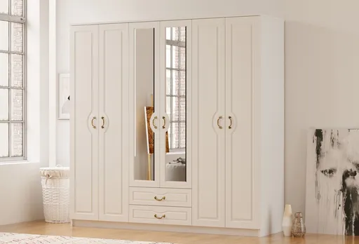 Dulap pentru haine, Hanah Home, Rb-178, 210x210x52 cm, Alb mat