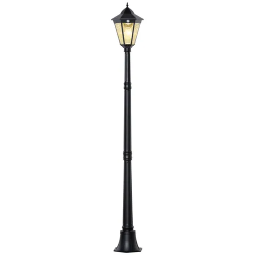 Outsunny Lampa de Gradina cu Celule Solare din Sticla Securizata, Iluminat Exterior 194 cm Inaltime, Lampa de Gradina cu 19 LED-uri 130 Lumen 3000K pe