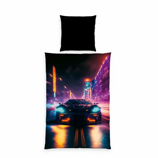 Lenjerie de pat Herding Neon Car, 135 x 200 cm, 80x 80 cm