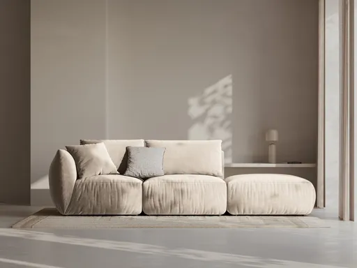 Canapea modulara 3 locuri cotiera dreapta, Chris-184, Micadoni Home, 315x100x80 cm, catifea, ecru