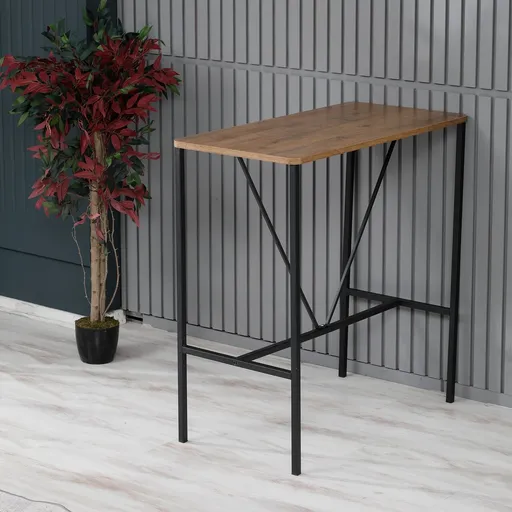 Masa de bar, Hanah Home, Nordic, 90x92x45 cm, PAL, Nuc / Negru