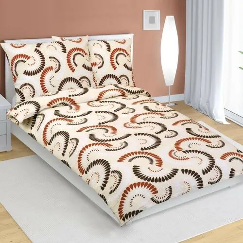 Bellatex Lenjerie de pat creponată Vějířky maro,bejz, 140 x 200 cm, 70 x 90 cm