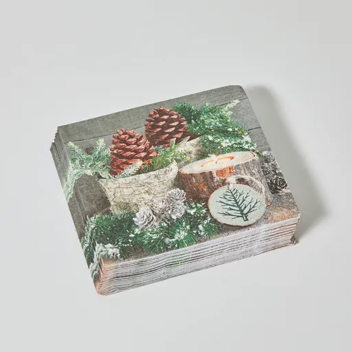 Set de 20 de șervețele de hârtie cu motiv pin și lumânare