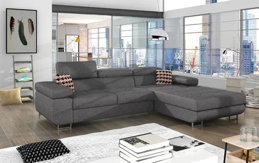 Coltar extensibil dreapta 4 locuri ELTAP, Armd-07, Armando, 289x203x85 cm, lemn/poliester, gri/multicolor