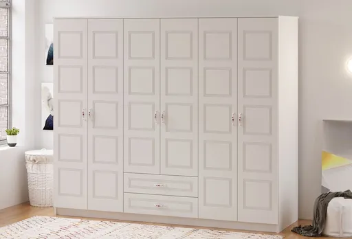 Dulap pentru haine, Hanah Home, Rb-003, 210x180x52 cm, Alb mat