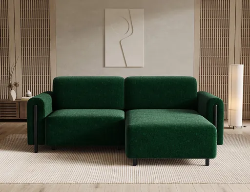 Coltar extensibil dreapta 3 locuri ELTAP, RT-BL-35AMO, Acossta, 244x154x95 cm, lemn/poliester, verde inchis/negru