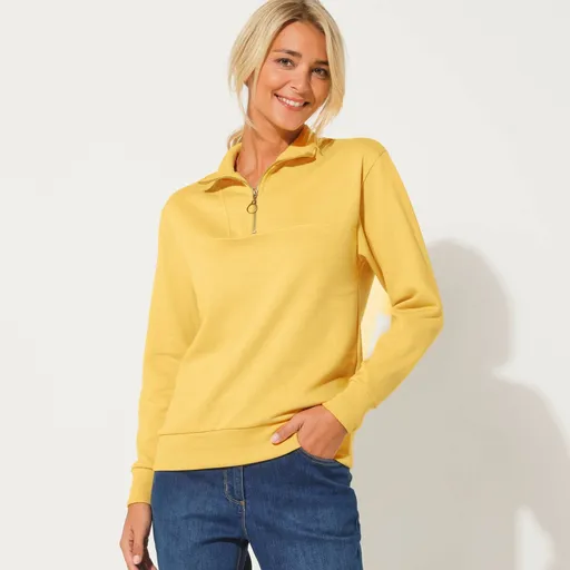 Hanorac cu guler înalt cu fermoar, confecționat din molton periat