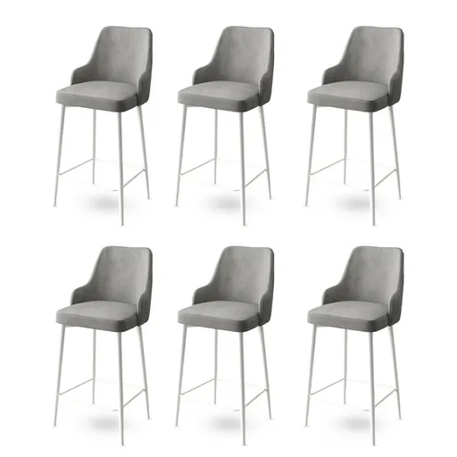 Set de scaune de bar Enox Grey and White, 6 buc., gri, 6 buc.