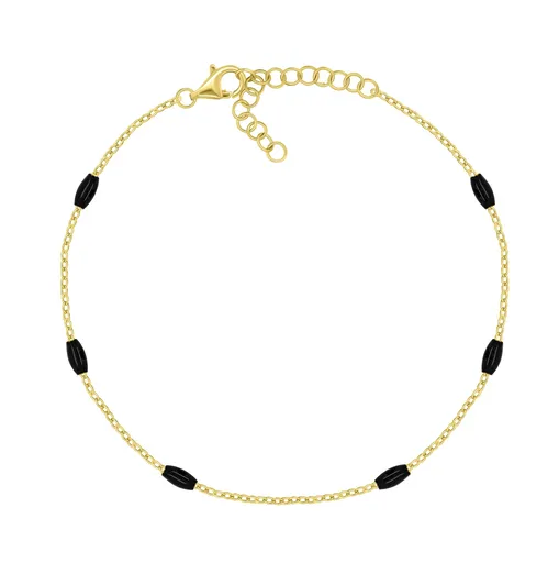 Brilio Silver Brățară placată cu aur cu mărgele negre BRC229YBC