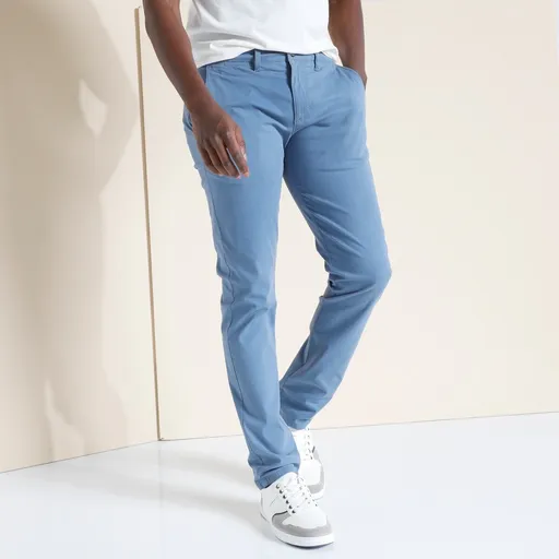 Pantaloni chino din twill elastic, croială clasică