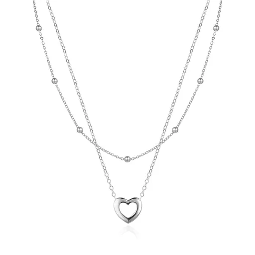 Agato Colier dublu din argint cu inimioară AGS1552