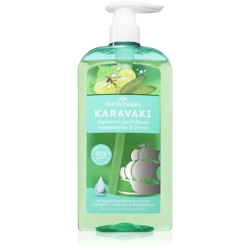 PAPOUTSANIS Karavaki Control & Detox șampon pentru scalp gras și uscat 600 ml