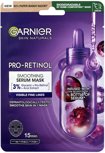 Garnier Mască de netezire Skin Naturals Pro-Retinol (Smoothing Serum Mask) 22 g