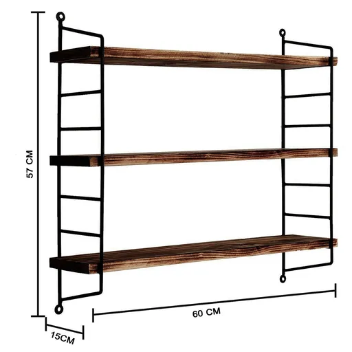 Raft de perete, Hanah Home, Wr088, 60x57x15 cm, Nuc negru