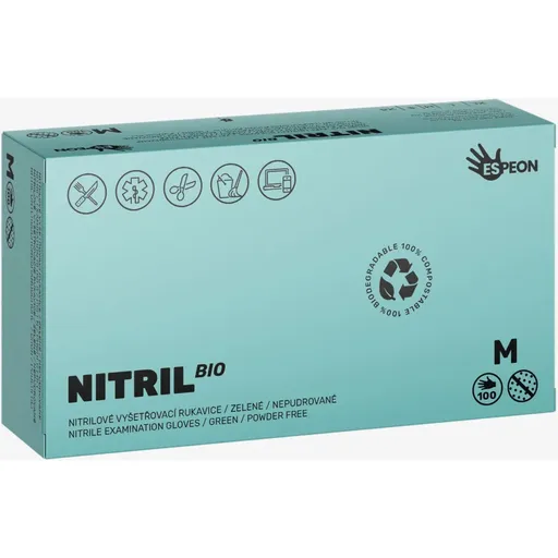 Espeon Nitril BIO Green mănuși din nitril, fără pudră mărime M 2x50 buc