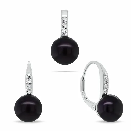 Brilio Silver Set fermecător de bijuterii din argint cu perle închise SET291WBC (cercei, pandantiv)