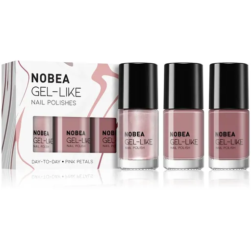 NOBEA Day-to-Day 3-Piece Gel-like Nail Polish set set de lacuri de unghii Pink Petals