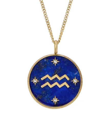 Fossil Colier placat cu aur cu simbolul zodiacal Vărsător Written in the Stars JF04849710