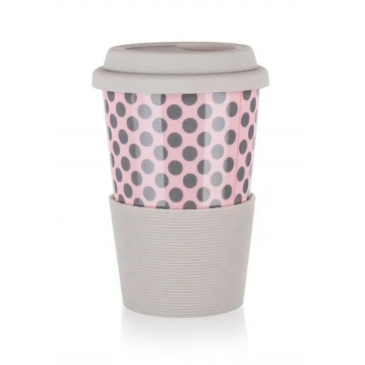 Banquet Cană ceramică cu capac de silicon GO 400 ml, roz