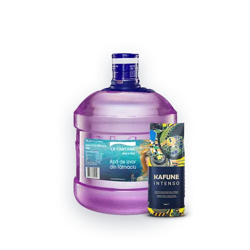 Pachet Refill (4 X 8l)  Cafea - 32 Litri Apă De Izvor + 500 Grame Cafea Boabe Kafune Intenso