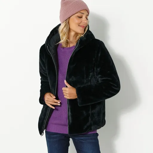 Jachetă reversibilă matlasată din blană artificială