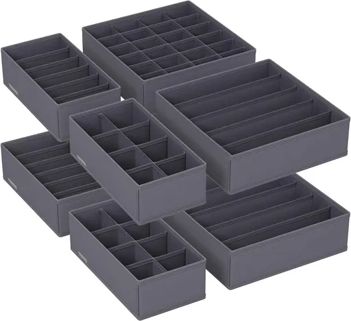 Set 8 organizatoare pentru sertare, Songmics, 32x32x10cm/32x16x10cm, material netesut, gri