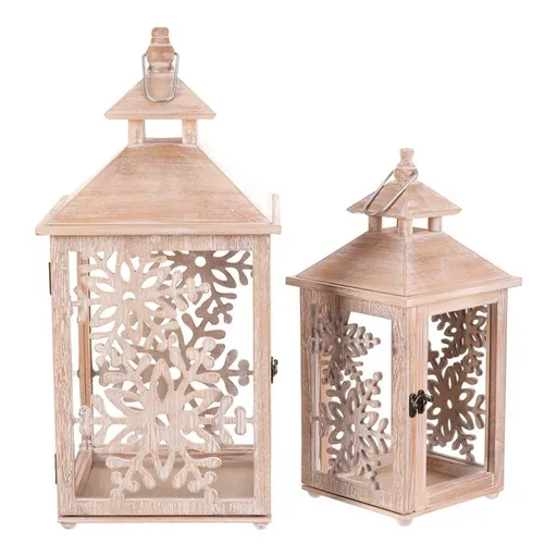 Set felinare de lemn Fulgi 2 buc., natural