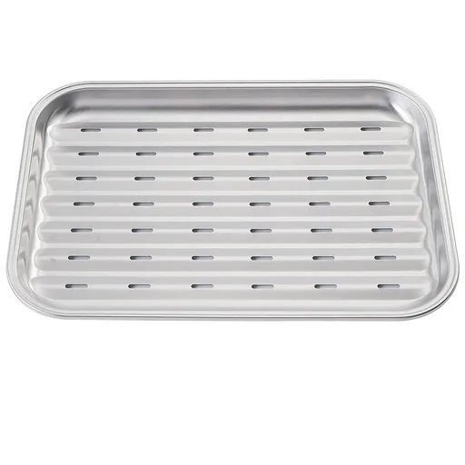 Tava pentru gratar Kinghoff KH 1916, 34.2x24.5 cm, Otel inoxidabil, Perforata, Inox