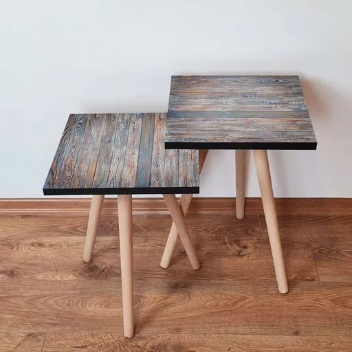 Set masute 2 piese, Hanah Home, 2Shp69, Albastru gri