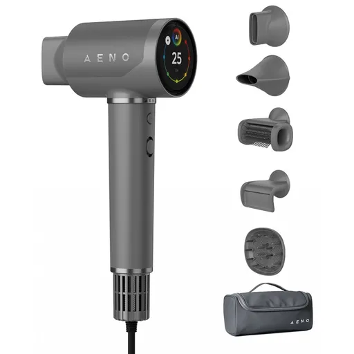 Uscator pentru par AI AENO HD5 AHD0005G, 1500W, 2 viteze, 3 trepte, 67 dB, Control vocal, Gri