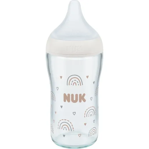 NUK Perfect Match Glass Bottle biberon de sticlă cu controlul temperaturii 3m+ 230 ml