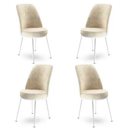 Set scaune 4 piese, Hanah Home, Dexa, Crem/Alb