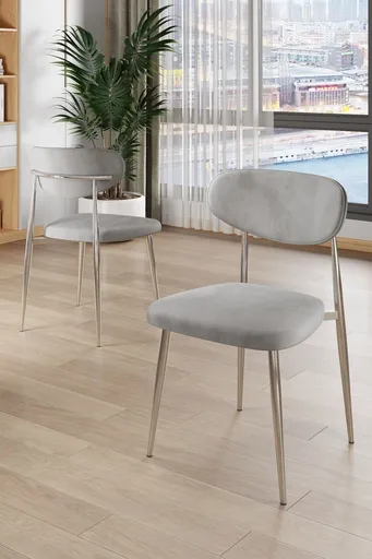 Set scaune 4 piese, Hanah Home, Vina, Gri/Crom