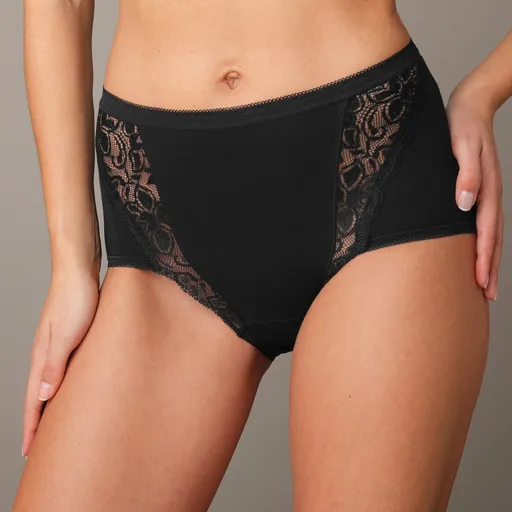 Set de 3 chiloți super maxi din bumbac elastic cu dantelă