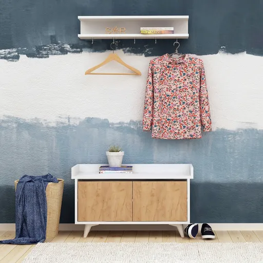 Cuier de perete, Hanah Home, Stato, Stejar / Alb