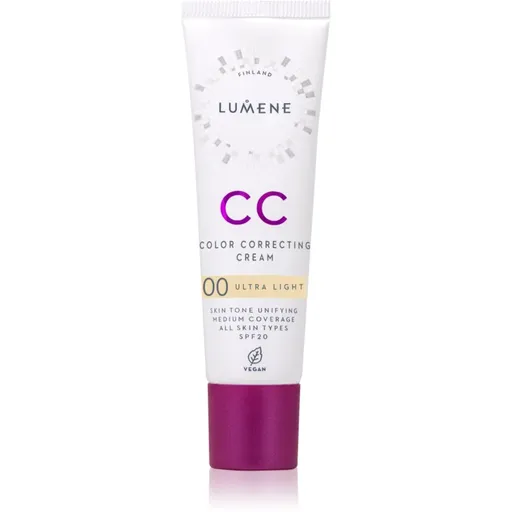Lumene CC Color Correcting Cream Crema CC pentru un ten uniform SPF 20 culoare 00 Ultra Light (Warm) 30 ml