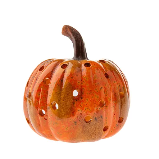 Sfeșnic ceramic de toamnă Dovleac, 9 x 15 cm