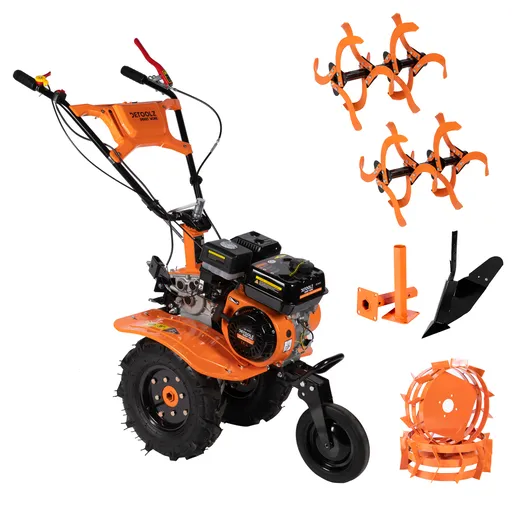 Motocultor benzina, Detoolz DZ-M123, 7CP,, 2 + 1 viteze, rarita ajustabila + roti metalice